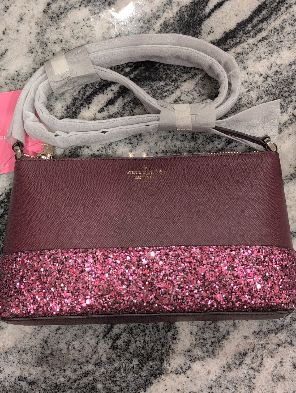 Kate Spade Flash Glitter Cherrywood Crossbody NWT - Picture 3 of 5